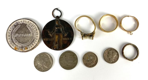 Group of Assorted Coins and Rings