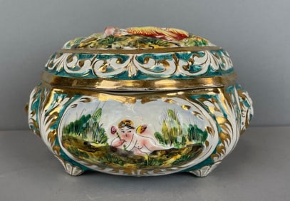 Antique Capodimonte Italian Porcelain Hinged Lid Tureen