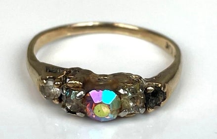 10K Gold and Rhinestone Ring