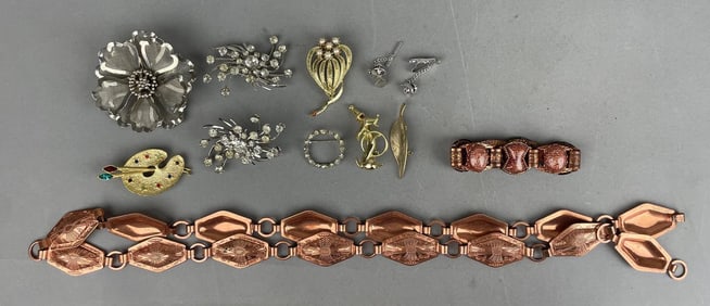 Group of Costume Jewelry Brooches and More