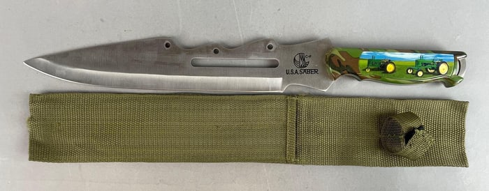 U.S.A. Saber John Deere Fixed Blade Knife with Sheath