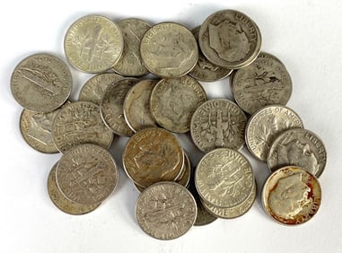 Group of 28 US Roosevelt Silver Dimes