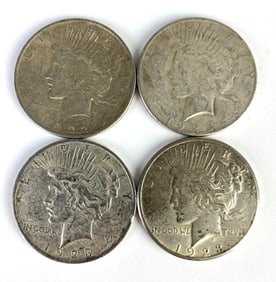 Group of 4 1922-1923 US Silver Peace Dollars