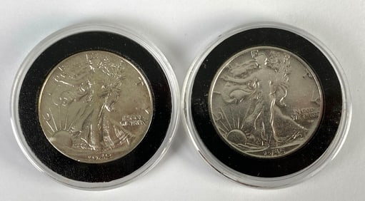 Group of 2 1940s US Walking Liberty Half Dollara
