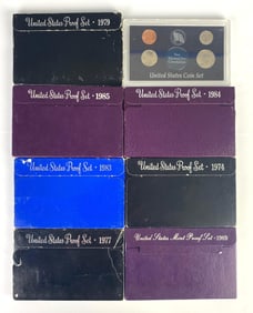 Group of 8 1970s - 1980s US Mint Proof Sets