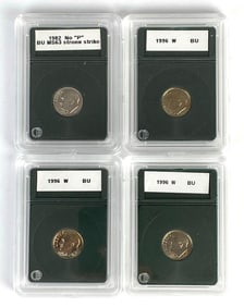 Group of 4 1980s - 1990s Uncirculated US Dimes