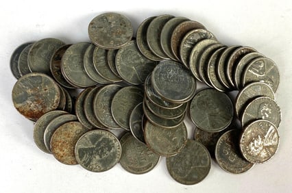 Group of 52 US 1943 Steel Pennies