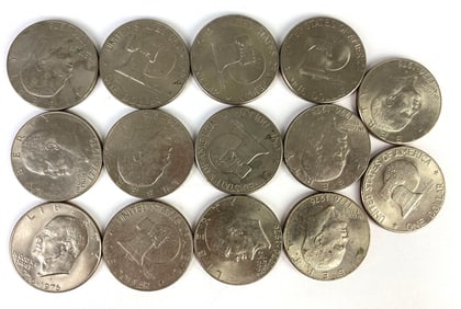 Group of 14 US Bicentennial Roosevelt Dollar Coins