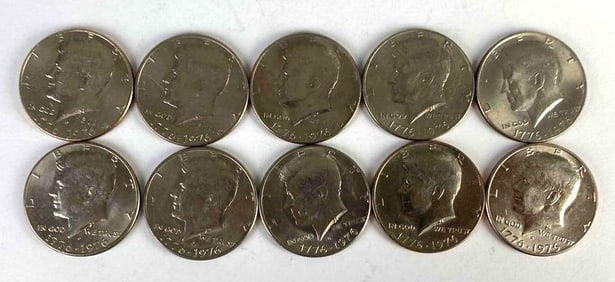 Group of 10 US Kennedy Bicentennial Half-Dollars
