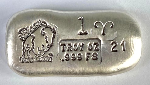 Bison Bullion 1 Troy Oz .999 Fine Silver Bar