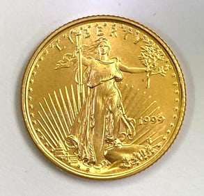 1999 $5 American Gold Eagle 1/10th oz Fine Gold Coin