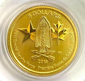 2015 Canada $5 First Special Service Force 1/10 oz Fine Gold Coin