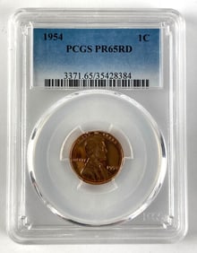 1954 PCGS Graded PR 65 RD US Lincoln Wheat Cent
