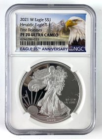 2021 W 35th Anniversary Graded NGC PF 70 UC American Silver Eagle Dollar