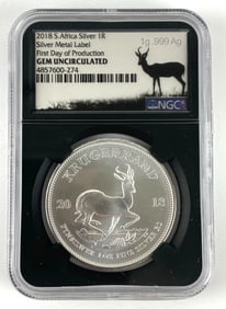 2018 NGC Graded Gem UNC South Africa Silver Krugerrand