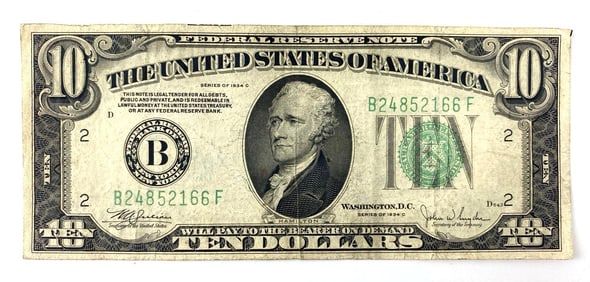 1934 $10 Green Seal Federal Reserve Note