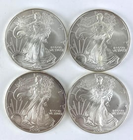 Group of 4 2006 American Silver Eagles