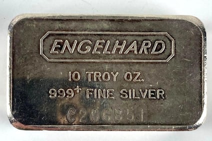 Engelhard 10 oz .999 Fine Silver Ingot/ Bar