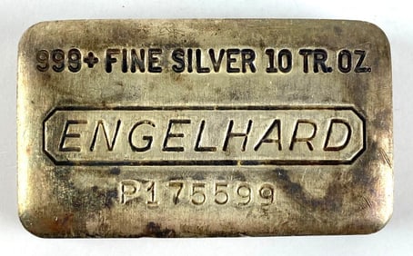 Engelhard 10 oz .999 Fine Silver Ingot/ Bar