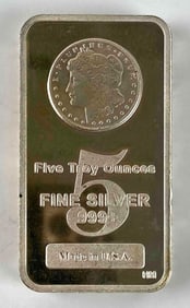 Highland Mint Morgan 5 oz .999 Fine Silver Ingot/ Bar