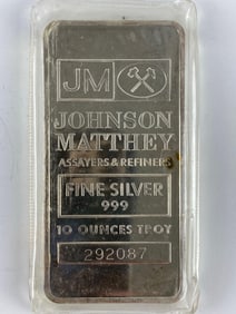 Johnson Matthey 10 oz .999 Fine Silver Ingot/ Bar