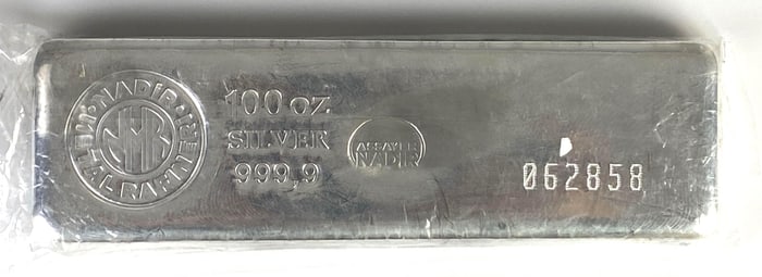 Nadir Metal Rafineri .9999 Fine Silver 100 Oz Bar