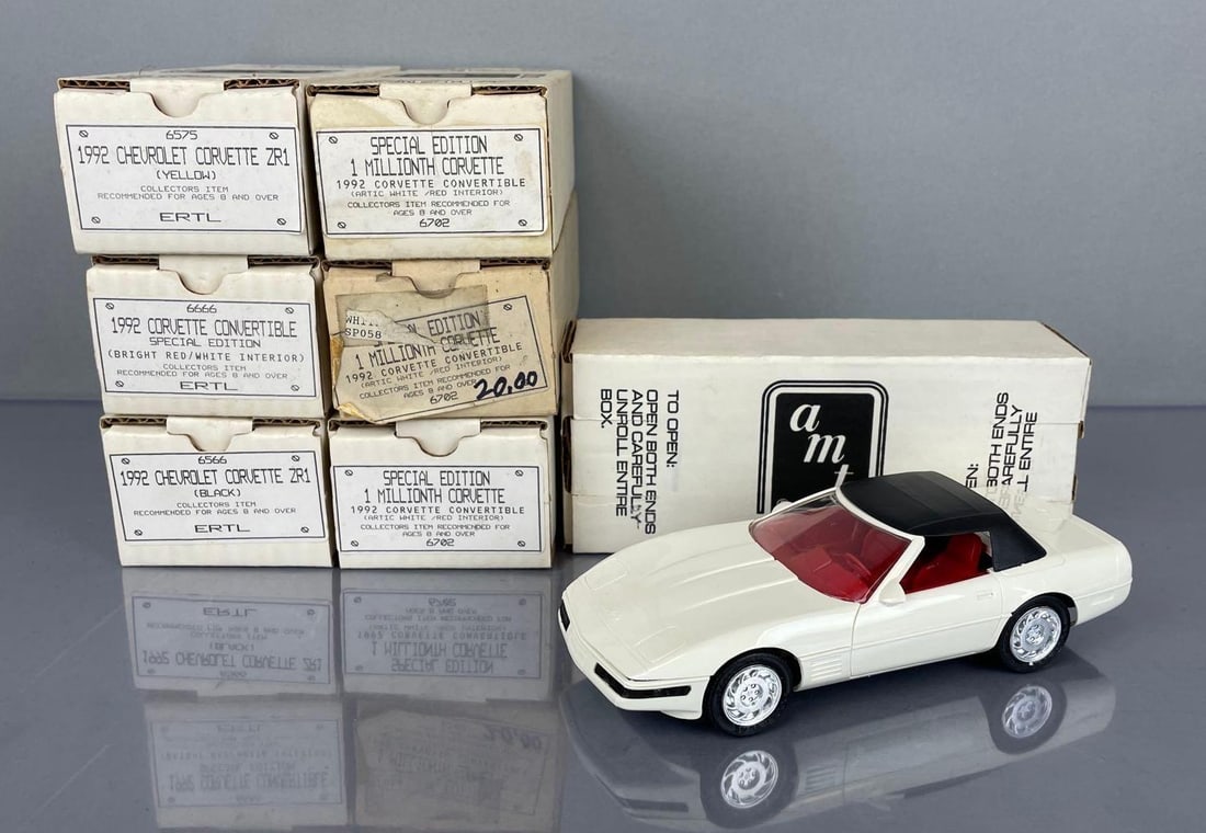 Group of AMT Ertl 1992 Chevy Corvette Dealership Promo Cars: Includes 4 special edition 1 million, ZR1, original boxes