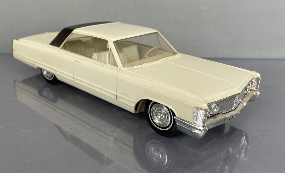 1967 Chrysler Imperial Dealership Promo Car: Ivory with black, ivory interior, painted red accents bleed, scuffs and scratches, coaster