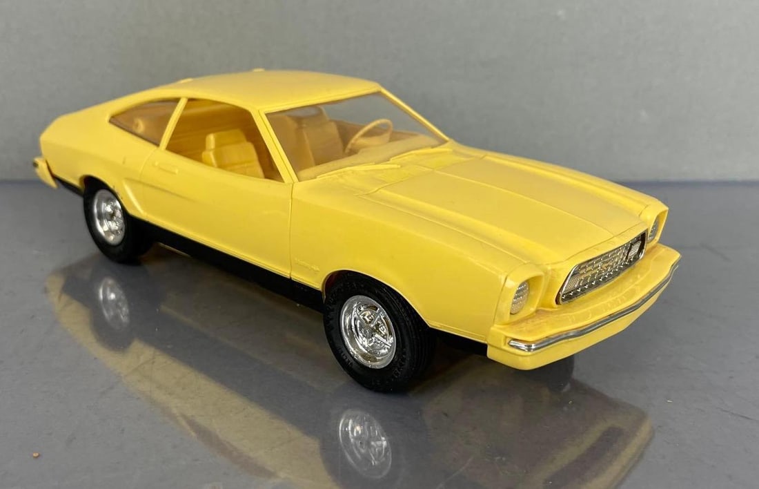 1975 Ford Mustang Dealership Promo Car: Yellow with black, yellow interior, small dings, coaster