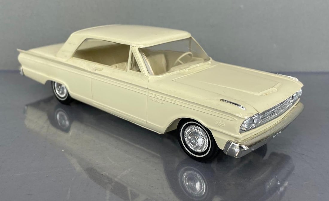 1963 Ford Fairlane 500 Sports Coupe Dealership Promo Car: Ivory, matching interior, scuffs, coaster