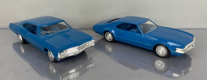 Group of 2 Blue Friction Dealership Promo Cars
