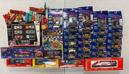 Large Group of Assort NASCAR Die-Cast Vehicles and more.