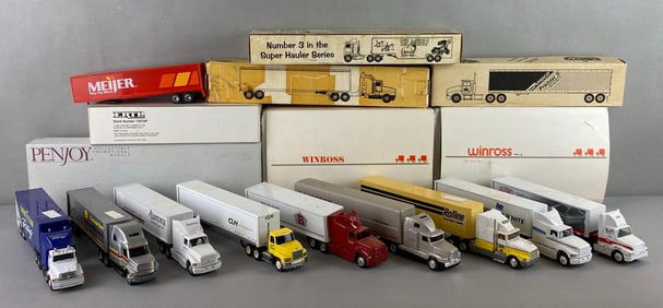 Group of 15 Die-Cast Semi Trucks and More