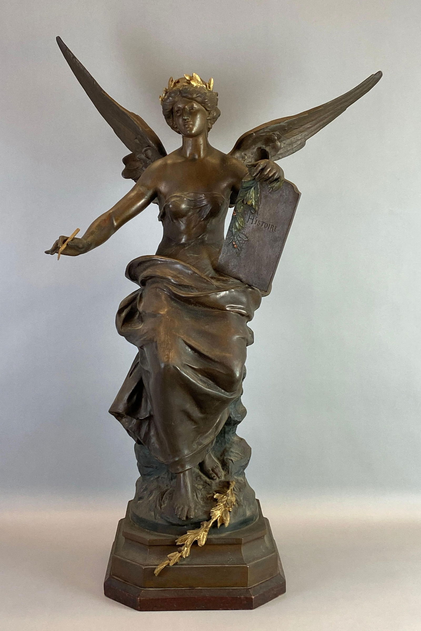 Antique Auguste Moreau Bronze Historie Angel Statue