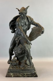 Antique Emile Louis Picault Mercury Bronze Statue