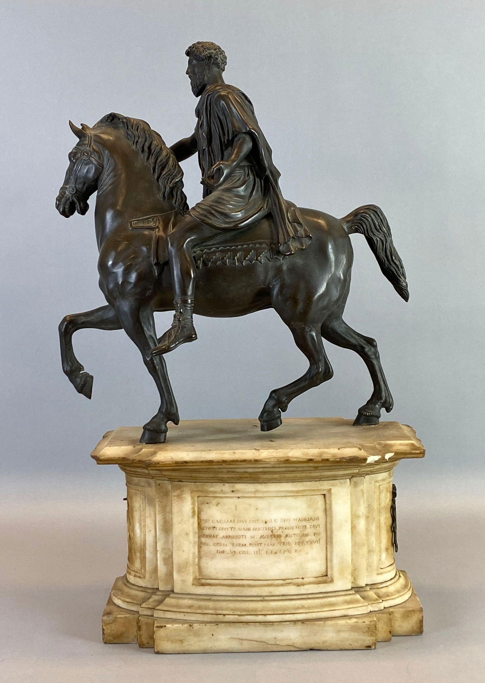 Antique Marcus Aurelius Statue of Marcus Aurelius with Marble Base and Inscription (1 of 5)