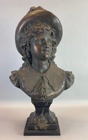 Antique Ernest Rancoulet  Noblewoman Bronze Bust