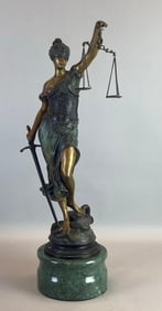 Antique Alois Mayer Blind Justice Bronze Statue