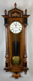 Antique German Walnut Wall Hanging Pendulum Clock