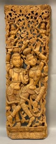South Asian/Indian Dancing Maidens Large Wood Carving