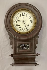 Antique Tachimoto Week Wind-Up Wood Wall Clock