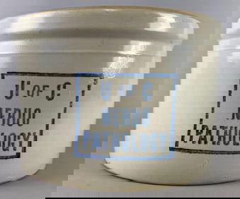 Antique Redwing Stoneware 20 Pound Advertising U of C Neruo Pathology Butter Crock