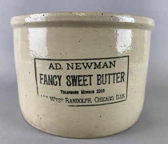 Antique Redwing Stoneware 20 Pound Advertising  AD. Newman Butter Crock