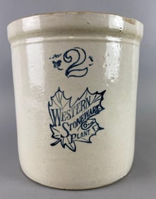 Antique Western Stoneware 2 Gallon Crock