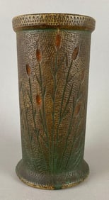 Antique Redwing Stoneware Cattail Vase
