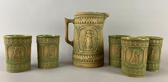 Antique Redwing Stoneware Brushware Pitcher and More