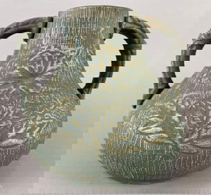 Antique Redwing Stoneware Brushware Vase