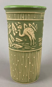2004 Redwing Convention Stoneware Green Bird Vase