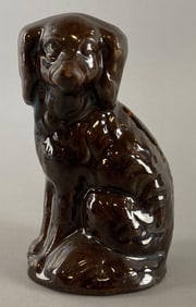 Antique Bennington Redware Spaniel Dog Bank