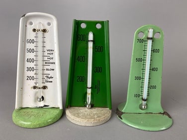 Group of 3 Vintage Enamelware Oven Thermometers